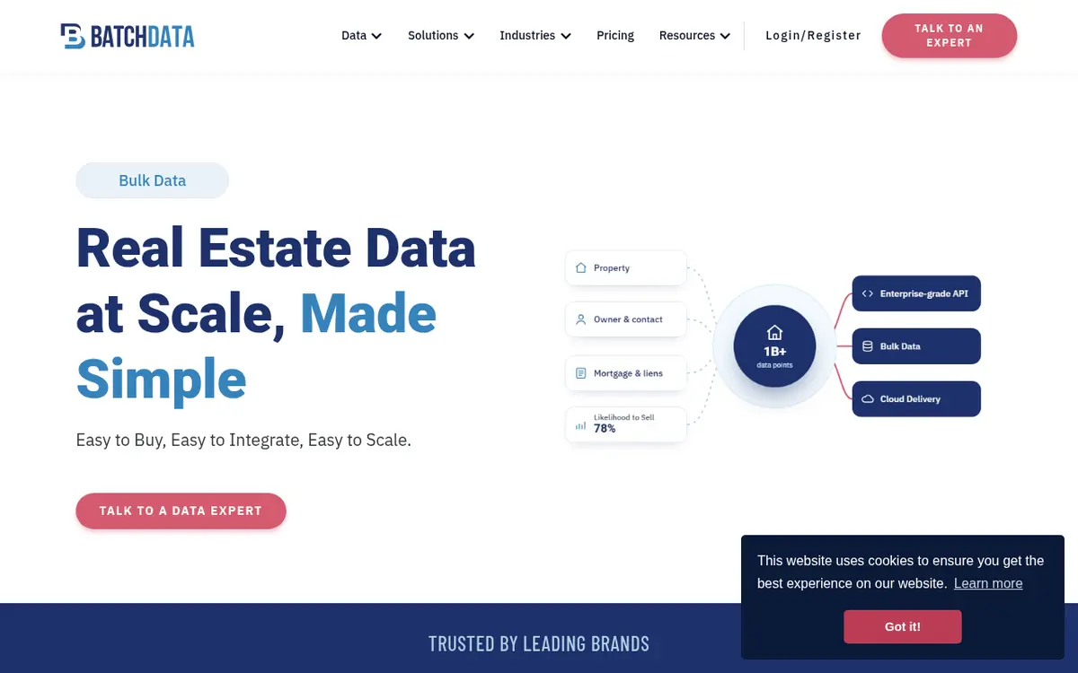 BatchData homepage screenshot