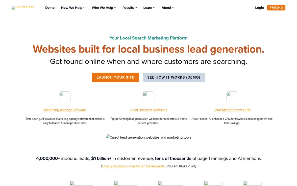 Carrot homepage screenshot