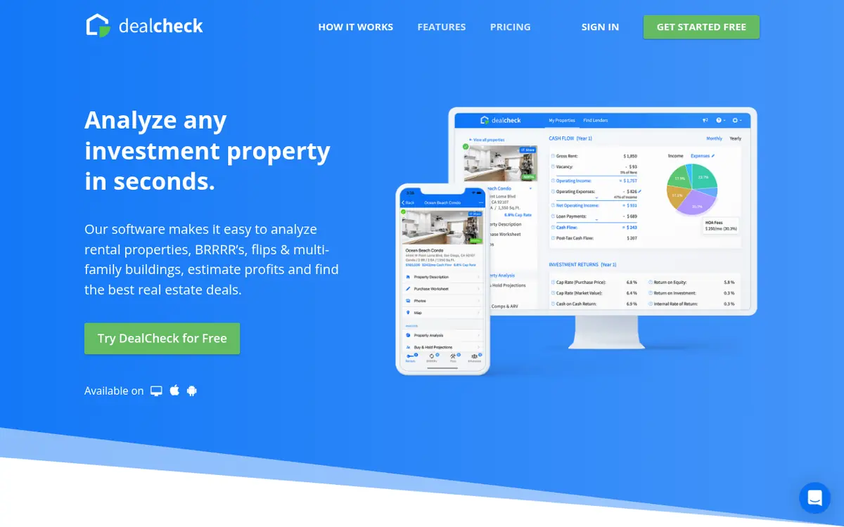 DealCheck homepage screenshot