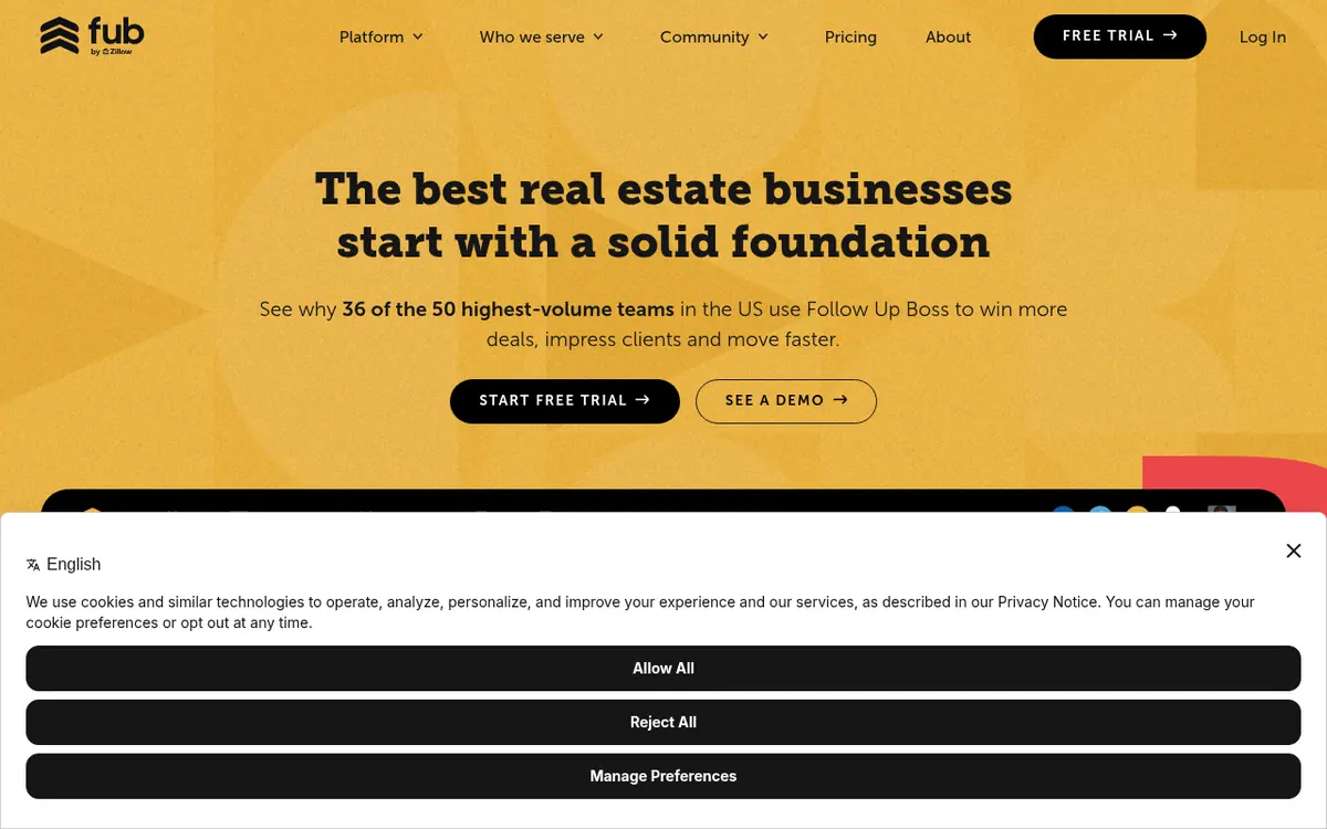 Follow Up Boss homepage screenshot