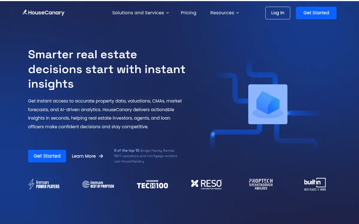 HouseCanary homepage screenshot