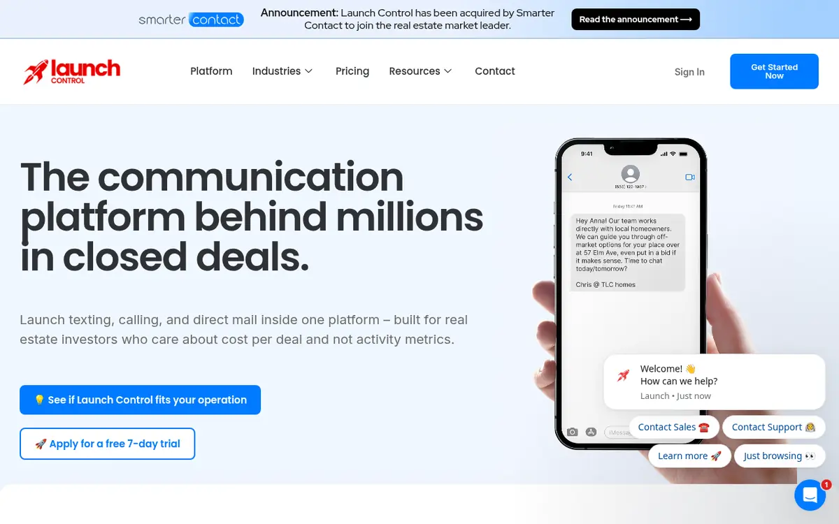 Launch Control homepage screenshot