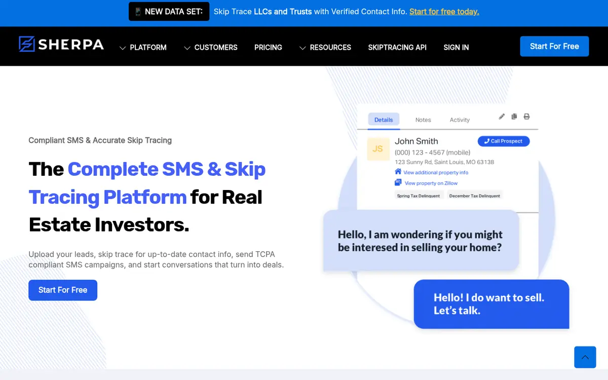Lead Sherpa homepage screenshot