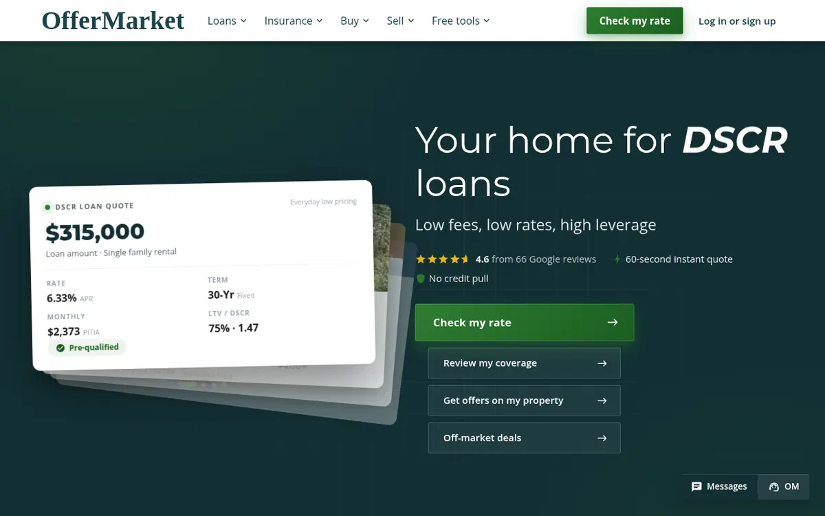 OfferMarket homepage screenshot