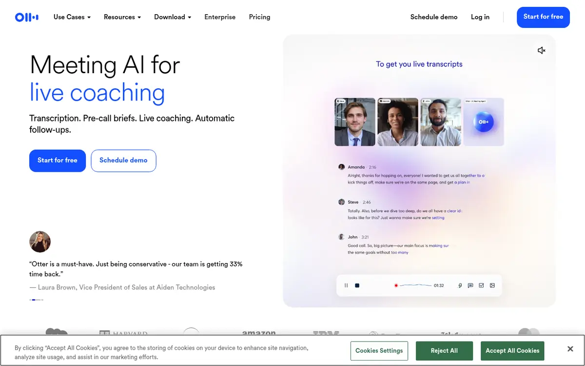 Otter.ai homepage screenshot