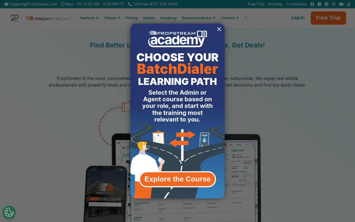 PropStream homepage screenshot