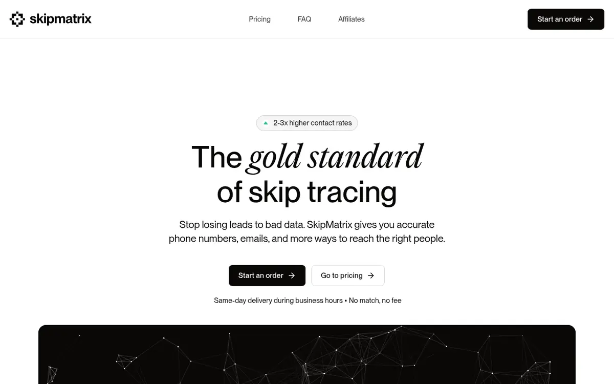 SkipMatrix homepage screenshot