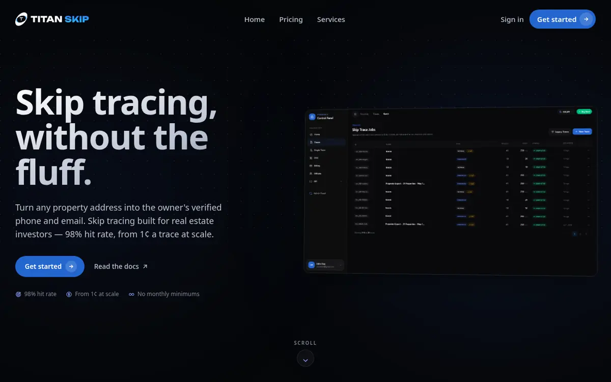 TitanSkip homepage screenshot
