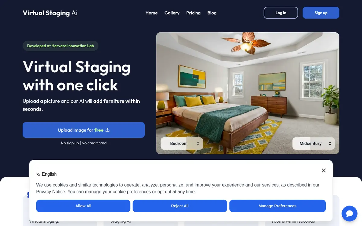 Virtual Staging AI homepage screenshot
